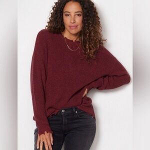 💖Pistola Eva Distressed Cotton Crew
Neck Pullover, Cherry Black Marl, XL, NWT💖